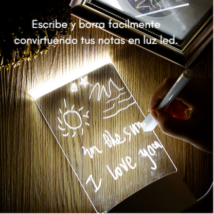 Tablero para notas con luz led